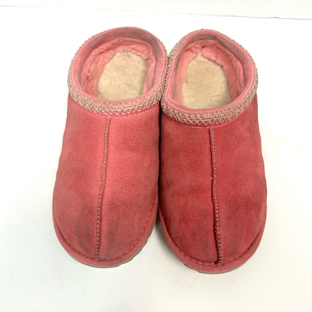 Ugg Womens Tasman Slippers Sz 6 Pink Suede Sheepskin Slip On Casual Barbie Core - Picture 3 of 11